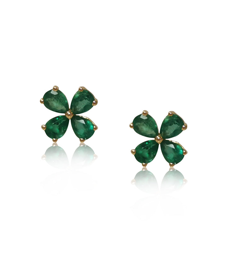 Emerald Clover Studs