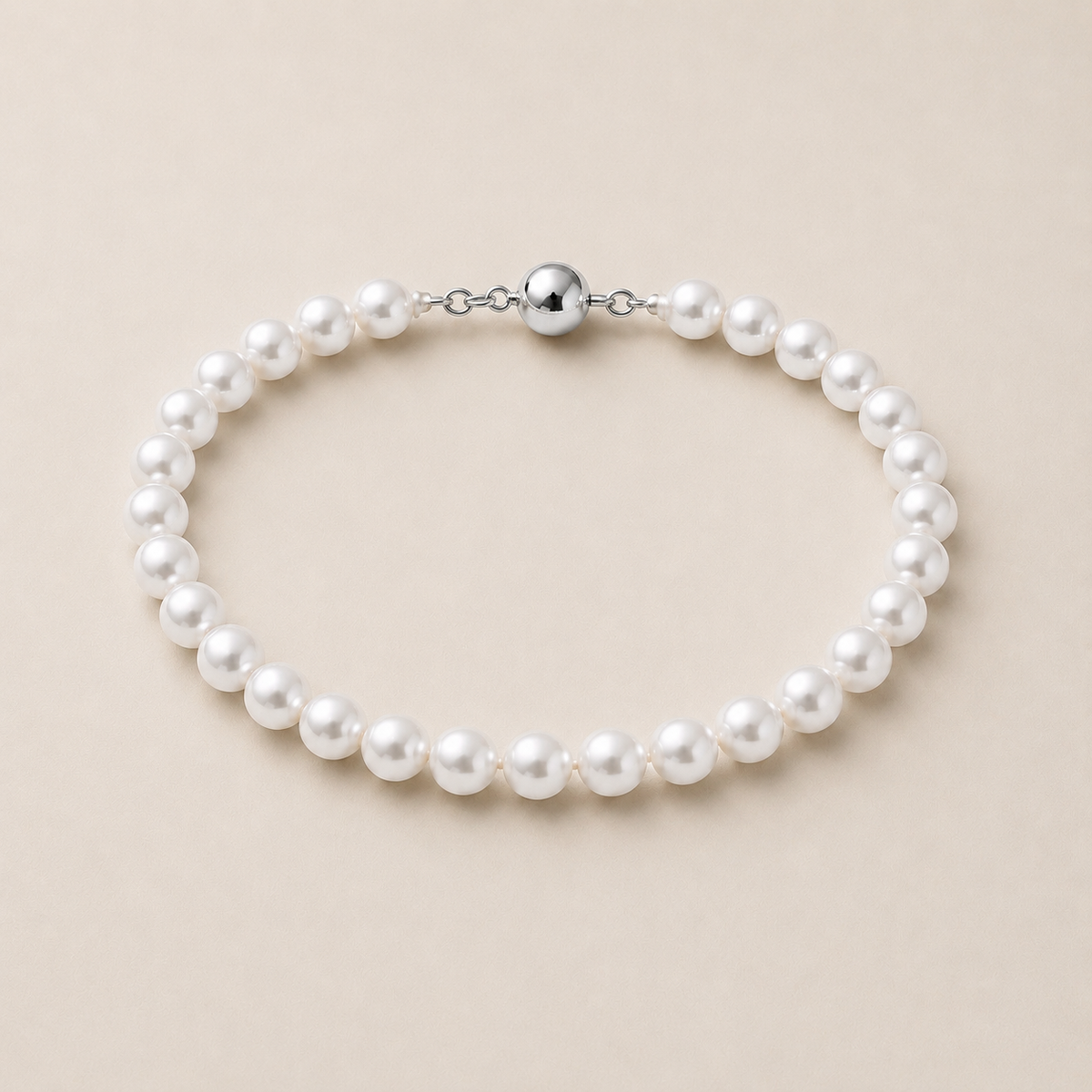18K White Akoya Pearl Bracelet 8mm
