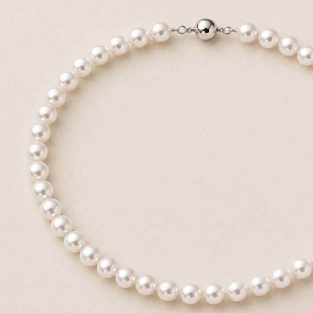 18K White Akoya Pearl Necklace 8mm