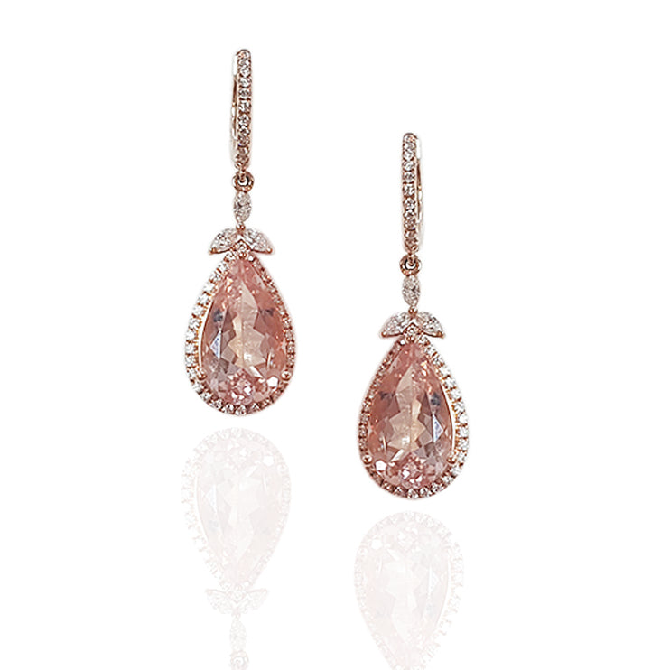 Lafayette Morganite Diamond Earrings