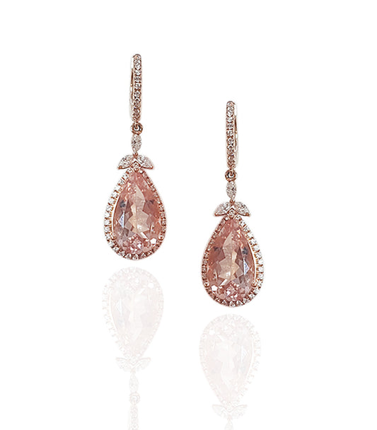 Lafayette Morganite Diamond Earrings