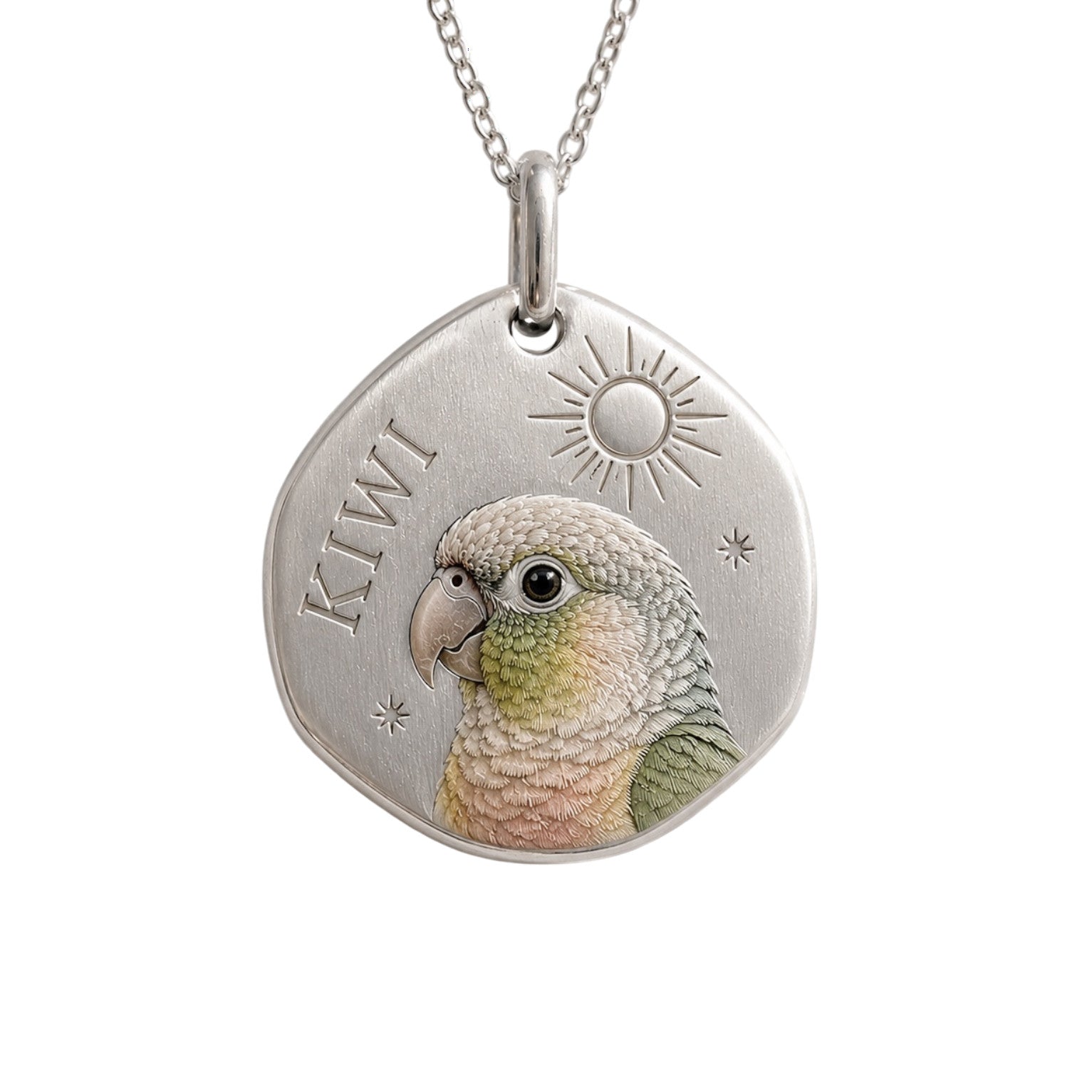 9k Hand-Enamel Portrait Pendant with Custom Engraving Reverse