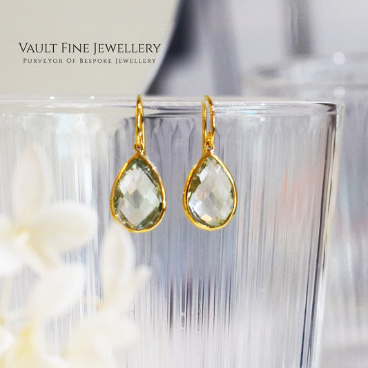Green Amethyst Droplet Earrings